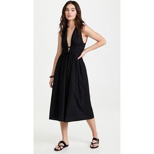 NEW Faithfull the Brand Andressa Midi Dress Black Cotton